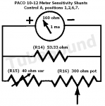 Paco 10-12 meter sensitivity (shunt resistors) for Positions 1,2,6,7. Paco 10-12 meter sensitivity (shunt resistors) for Positions 1,2,6,7.