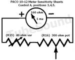 Paco 10-12 meter sensitivity (shunt resistors) for Positions 3,4,5. Paco 10-12 meter sensitivity (shunt resistors) for Positions 3,4,5.